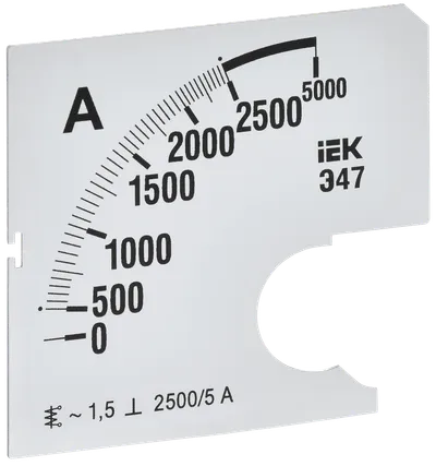 Шкала сменная для амперметра Э47 2500/5А класс точности 1,5 72х72мм IEK