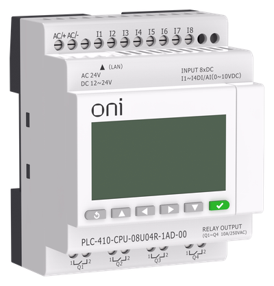 ПЛК 410 Модуль ЦПУ 4 DI 4 UI (0-10 В/DI) 4 RO 12В-24В DC или 24В AC с Ethernet портом с экраном ONI