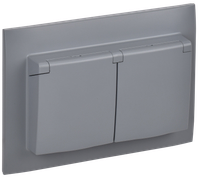 SKANDY Розетка 2-местная и крышкой 16А в сборе IP44 SK-R12Gr серый IEK