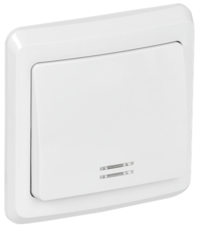 VEGA Выключатель 1-клавишный с индикацией 10А ВС10-1-1-ВБ белый GENERICA