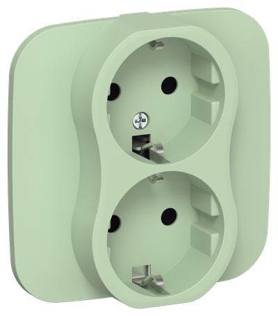 FLITE Розетка 2-местная с заземлением без защитных шторок безвинтовое крепление 16А РС12-1-А-ФлФ фисташковый IEK