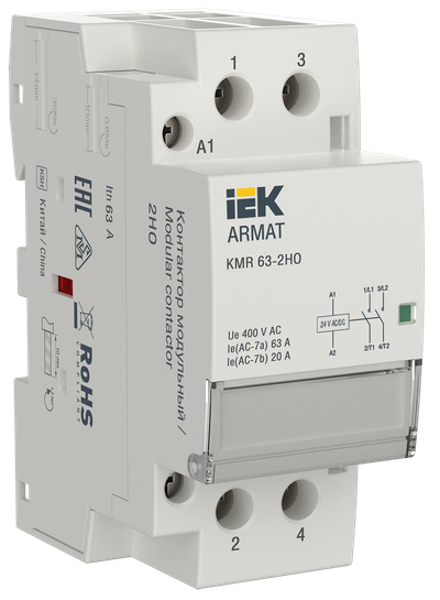 ARMAT Контактор модульный KMR 63А 24В AC/DC 2НО IEK